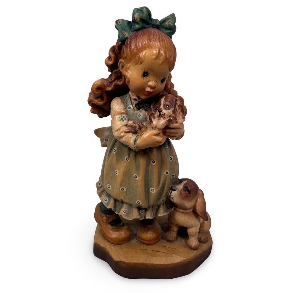 ANRI Sarah Kay Wood Carving Our Puppy Figurine Girl Puppies Limited‎ 1547/2000